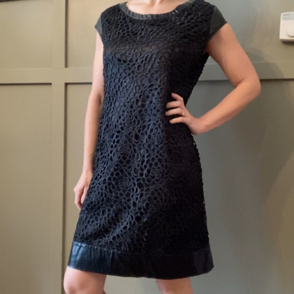 ON Parle De Vous Paris Revolve Black Lace and Faux Leather Dress Size XL